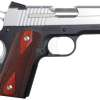 Sig 1911 45 ACP 3.3In 2-Tone Black & Stainless Finish SAO Siglite Rosewood Grip (2) 7rd Steel MAG