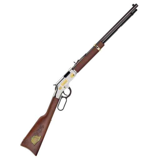 Henry American Construction Industry Tribute Edition 22 Short/22 Long/22 Long Rifle Engraved Nickel Plated/American Walnut Lever Action Rifle - 20in