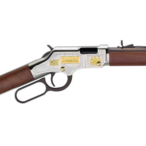Henry American Construction Industry Tribute Edition 22 Short/22 Long/22 Long Rifle Engraved Nickel Plated/American Walnut Lever Action Rifle - 20in - Image 3